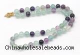 GMN7801 18 - 36 inches 8mm, 10mm round fluorite beaded necklaces