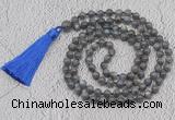 GMN781 Hand-knotted 8mm, 10mm labradorite 108 beads mala necklaces with tassel