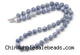 GMN7822 18 - 36 inches 8mm, 10mm round blue spot stone beaded necklaces
