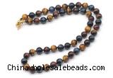 GMN7842 18 - 36 inches 8mm, 10mm round grade AA colorful tiger eye beaded necklaces
