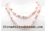 GMN8037 18 - 36 inches 8mm, 10mm natural pink opal 54, 108 beads mala necklaces