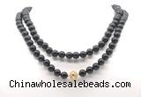 GMN8046 18 - 36 inches 8mm, 10mm black obsidian 54, 108 beads mala necklaces