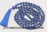 GMN808 Hand-knotted 8mm, 10mm lapis lazuli 108 beads mala necklace with tassel