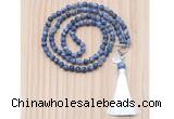 GMN8201 18 - 36 inches 8mm blue spot stone 54, 108 beads mala necklace with tassel