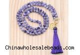 GMN8204 18 - 36 inches 8mm dogtooth amethyst 54, 108 beads mala necklace with tassel
