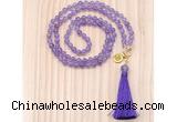 GMN8205 18 - 36 inches 8mm amethyst 54, 108 beads mala necklace with tassel