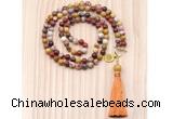 GMN8212 18 - 36 inches 8mm mookaite 54, 108 beads mala necklace with tassel