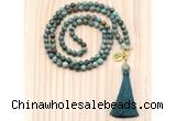 GMN8214 18 - 36 inches 8mm African turquoise 54, 108 beads mala necklace with tassel