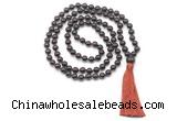 GMN8402 Hand-knotted 8mm, 10mm garnet 27, 54, 108 beads mala necklace with tassel