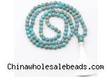 GMN8412 8mm, 10mm blue sea sediment jasper 27, 54, 108 beads mala necklace with tassel