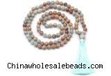 GMN8413 8mm, 10mm serpentine jasper 27, 54, 108 beads mala necklace with tassel