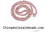 GMN8415 8mm, 10mm pink wooden jasper 27, 54, 108 beads mala necklace with tassel