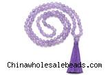 GMN8460 8mm, 10mm amethyst 27, 54, 108 beads mala necklace with tassel