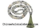 GMN8466 8mm, 10mm seaweed quartz 27, 54, 108 beads mala necklace with tassel