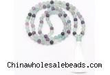 GMN8469 8mm, 10mm fluorite 27, 54, 108 beads mala necklace with tassel