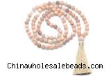 GMN8471 8mm, 10mm sunstone 27, 54, 108 beads mala necklace with tassel