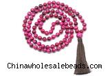 GMN8482 8mm, 10mm red tiger eye 27, 54, 108 beads mala necklace with tassel