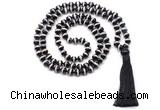 GMN8489 8mm, 10mm Tibetan agate 27, 54, 108 beads mala necklace with tassel