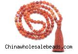 GMN8495 8mm, 10mm red banded agate 27, 54, 108 beads mala necklace with tassel