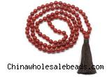 GMN8502 8mm, 10mm red agate 27, 54, 108 beads mala necklace with tassel