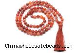 GMN8503 8mm, 10mm fire agate 27, 54, 108 beads mala necklace with tassel