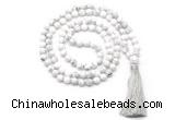 GMN8510 8mm, 10mm white howlite 27, 54, 108 beads mala necklace with tassel