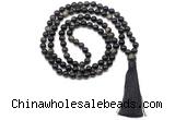 GMN8512 8mm, 10mm golden obsidian 27, 54, 108 beads mala necklace with tassel
