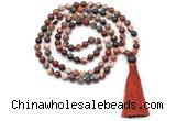 GMN8524 8mm, 10mm brecciated jasper 27, 54, 108 beads mala necklace with tassel