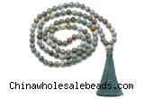 GMN8527 8mm, 10mm African turquoise 27, 54, 108 beads mala necklace with tassel