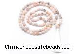 GMN8528 8mm, 10mm natural pink opal 27, 54, 108 beads mala necklace with tassel