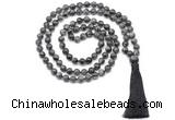 GMN8533 8mm, 10mm black labradorite 27, 54, 108 beads mala necklace with tassel