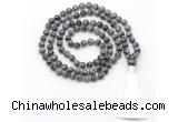 GMN8534 8mm, 10mm eagle eye jasper 27, 54, 108 beads mala necklace with tassel