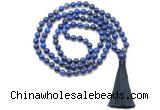 GMN8537 8mm, 10mm lapis lazuli 27, 54, 108 beads mala necklace with tassel