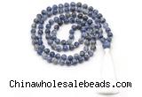 GMN8539 8mm, 10mm blue spot stone 27, 54, 108 beads mala necklace with tassel