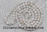 GMN904 Hand-knotted 8mm, 10mm matte white crazy agate 108 beads mala necklaces