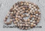 GMN909 Hand-knotted 8mm, 10mm matte brown zebra jasper 108 beads mala necklaces