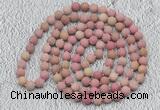 GMN913 Hand-knotted 8mm, 10mm matte pink fossil jasper 108 beads mala necklaces