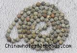 GMN919 Hand-knotted 8mm, 10mm matte rhyolite 108 beads mala necklaces