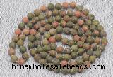 GMN920 Hand-knotted 8mm, 10mm matte unakite 108 beads mala necklaces