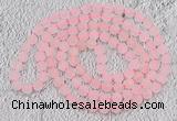 GMN929 Hand-knotted 8mm, 10mm matte rose quartz 108 beads mala necklaces