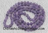GMN930 Hand-knotted 8mm, 10mm matte amethyst 108 beads mala necklaces