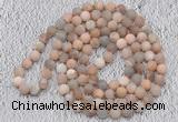 GMN932 Hand-knotted 8mm, 10mm matte sunstone 108 beads mala necklaces