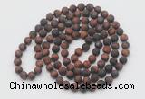 GMN934 Hand-knotted 8mm, 10mm matte red tiger eye 108 beads mala necklaces