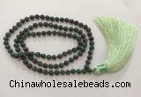GNBS45 Hand-knotted 8mm imitation ruby zoisite 108 beads mala necklace with tassel
