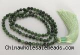 GNBS47 Hand-knotted 8mm ruby zoisite 108 beads mala necklace with tassel