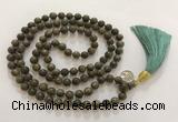 GNBS65 Hand-knotted 6mm Agarwood 108 beads mala necklace with tassel & charm
