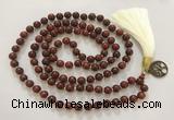 GNBS78 Hand-knotted 10mm red sandalwood 108 beads mala necklace with tassel & charm