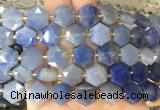 HABS21 15 inches 12mm faceted hexagon blue aventurine beads wholesale