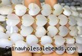 HGBS129 15 inches 12mm faceted heart blue chalcedony beads wholesale
