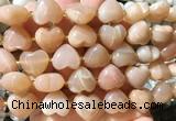 HGBS138 15 inches 15mm heart Moonstone beads wholesale